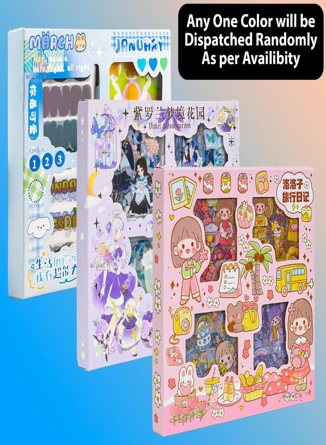 WISHKEY PET Girl Theme Peel and Stick Stickers for Paper Kids 100 Sheet Stickers Adorable Japanese Girl Sticker Set Stationery Item Multicolor 3+Years (Pack of 1) 2.2 cm - Image 2